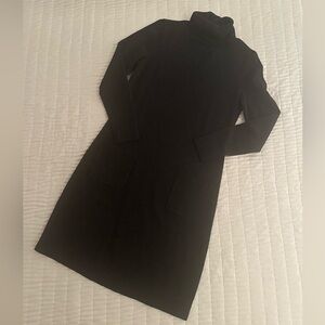 Lafayette 148 fine wool charcoal gray dress. Turtleneck & two pockets on front.